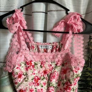 The Boutique Lab Pink Floral and Lace Sundress